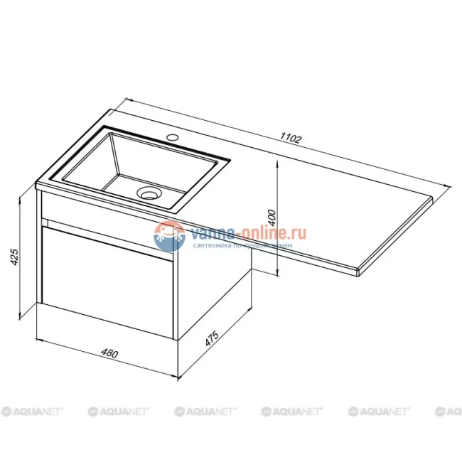 Тумба под раковину Aquanet Токио 48 00236915 (подвесная, 1 ящик), цвет белый