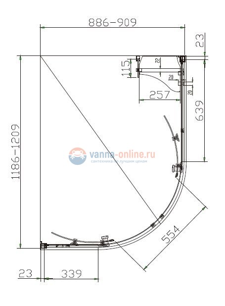 Душевой уголок Cezares PRATICO-RH-2-120/90-C-Cr, L/R, 120 х 90 х 185 см, стекло прозрачное