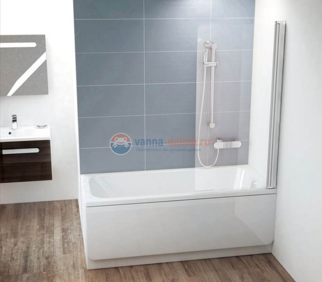 Шторка на ванну Ravak CVS1-80, белый/транспарент