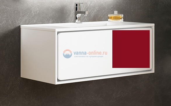 Тумба с раковиной Sanvit Бруно 1, 100 х 46 см, цвет - красный глянец