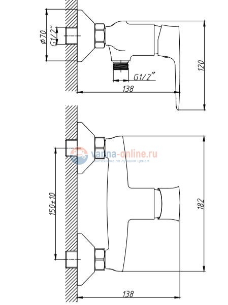Смеситель Orange Mari M07-200cr для душа Смеситель Orange Mari M07-200cr для душа