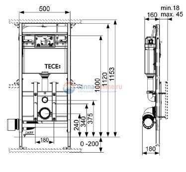 Инсталляция TECE TECElux 200 9600200 для унитаза