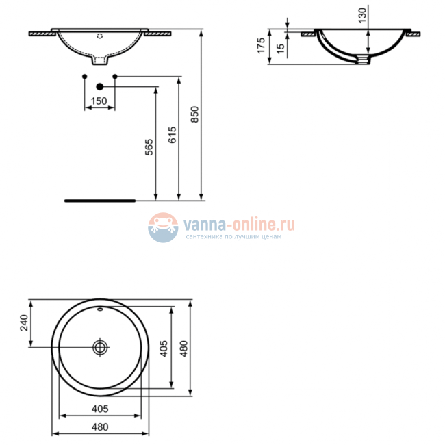 Раковина 48 см Ideal Standard CONNECT E505301 Раковина 48 см Ideal Standard CONNECT E505301