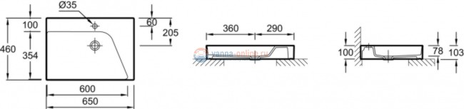 Раковина Jacob Delafon Rythmik Pure 65 см L/R