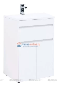 Тумба под раковину Aquanet Токио 58 00237745 (напольная, 1 ящик, 2 дверцы), цвет белый Тумба под раковину Aquanet Токио 58 00237745 (напольная, 1 ящик, 2 дверцы), цвет белый