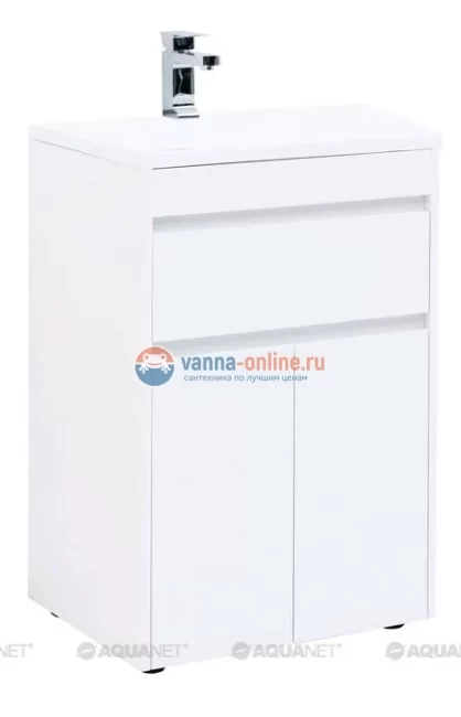 Тумба под раковину Aquanet Токио 58 00237745 (напольная, 1 ящик, 2 дверцы), цвет белый