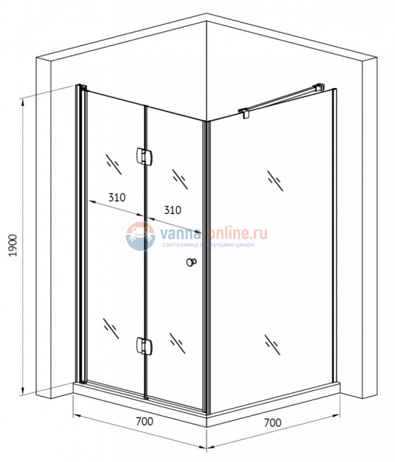 Душевой уголок Gemy Dutch Windmill S37193A-D70 70 х 70 см квадратный, стекло прозрачное, хром
