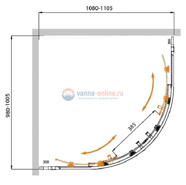 Душевой уголок Cezares Molveno-RH-22-110/100-C-Cr-IV, 110 x 100 x 190 см, стекло прозрачное, хром