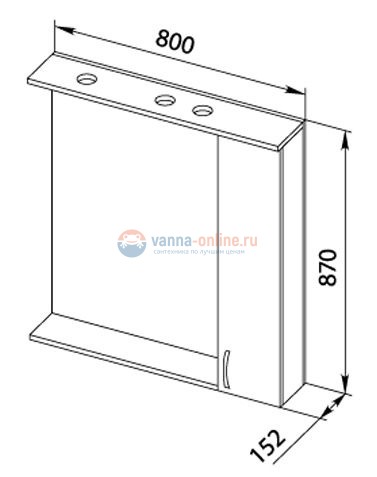 Зеркало-шкаф Aquanet Донна 80 00169039, правый, цвет белый дуб