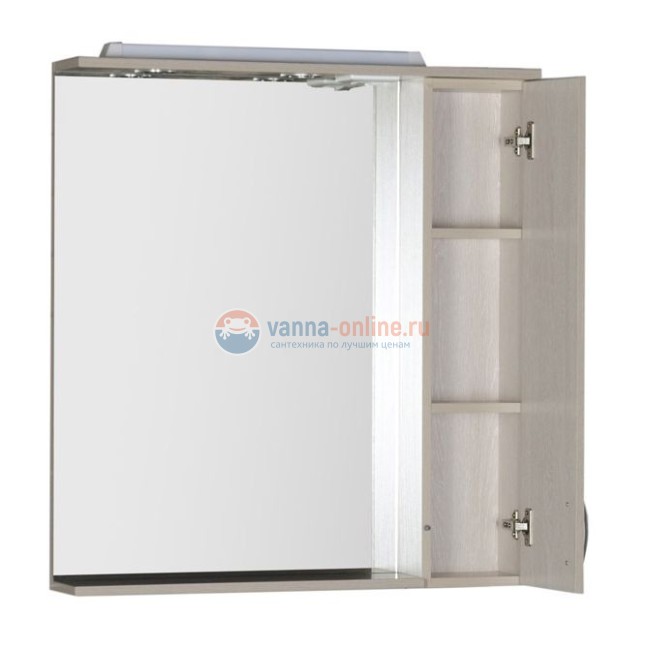 Зеркало-шкаф Aquanet Донна 80 00169039, правый, цвет белый дуб