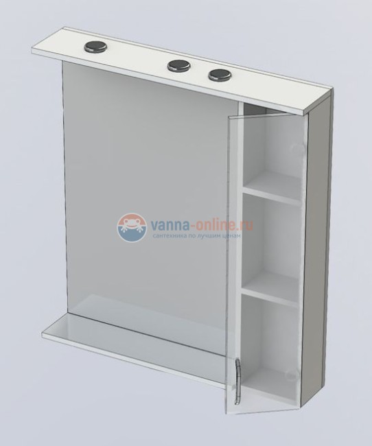 Зеркало-шкаф Aquanet Донна 80 00169039, правый, цвет белый дуб