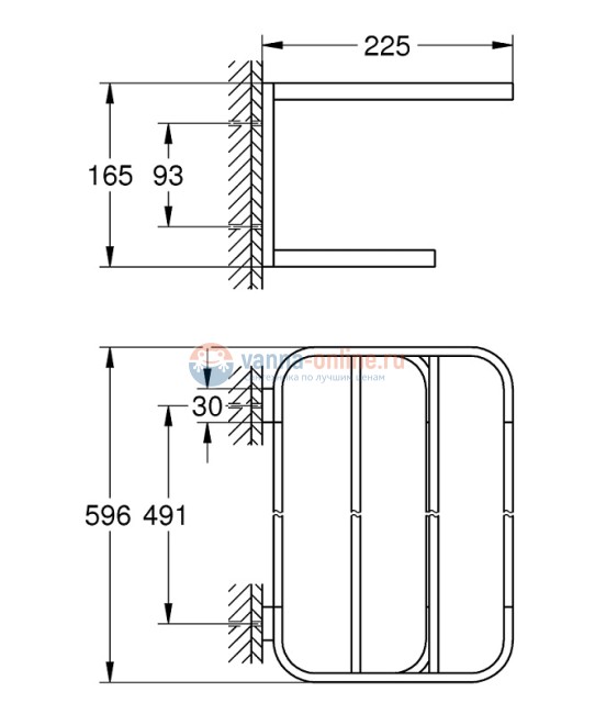 Полка для полотенец с держателем Grohe Selection 41066000, 60 см, хром