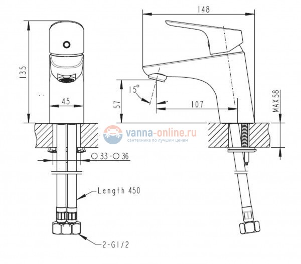 Смеситель Bravat Drop F14898C-1 для раковины