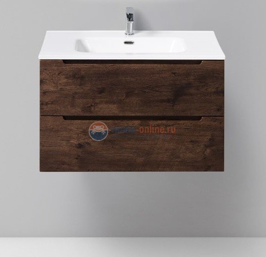 Тумба c раковиной Belbagno Etna-800-2C-SO-RW-P 80 см подвесная, цвет темный дуб (rovere moro)