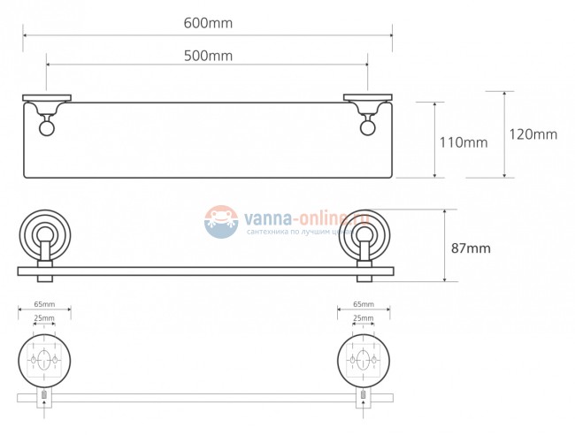 Полка стеклянная Bemeta Retro 144102247 60 x 12 x 8.7 см, бронза Полка стеклянная Bemeta Retro 144102247 60 x 12 x 8.7 см, бронза