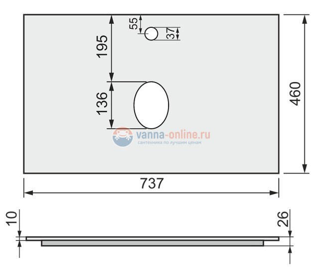 Столешница Raval Frame Fra.06.75/DT, 75 см, дуб трюфель