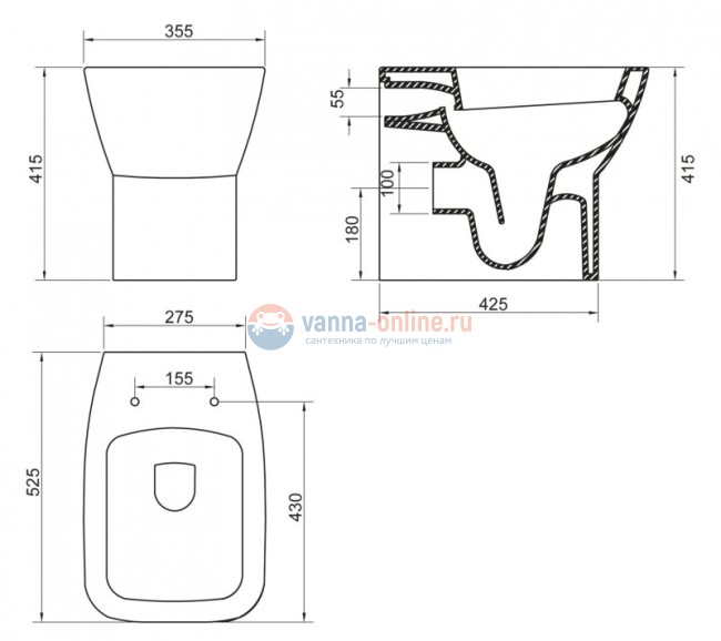 Приставной унитаз BelBagno Lago BB128CB