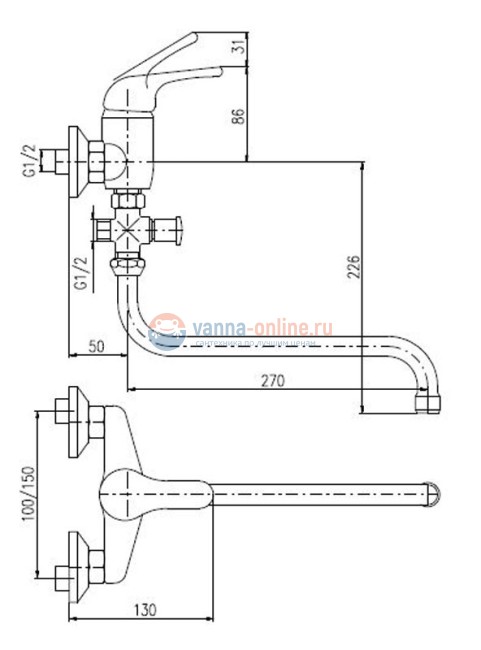 Смеситель для ванны и душа Rav-Slezak Sazava SA056.5, универсальный, хром