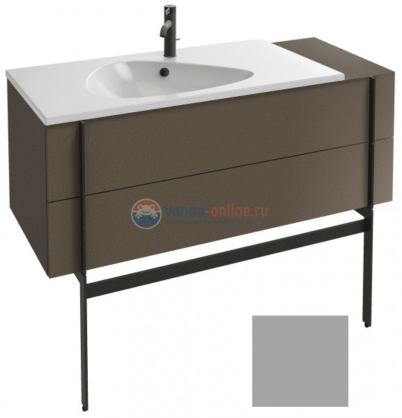 Тумба под раковину Jacob Delafon Nouvelle Vague 120 EB3033-G1G, 2 ящика, с выступом, цвет - пепельный глянцевый