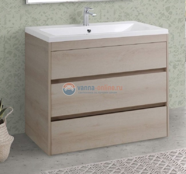 Тумба с раковиной Art&Max Family-750-3C-PIA-PB, 75 x 47 x 84.5 см напольная, бежевый (Pino Bianco)