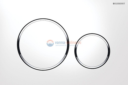 Клавиша Geberit Sigma Type 20 115.882.KJ.1 рамка и кнопки: белые, обод: хром глянцевый, двойной смыв
