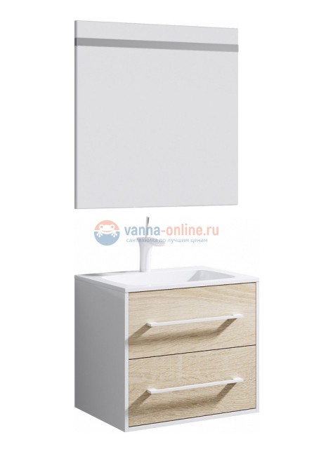 Тумба с раковиной Aqwella Майами Mai.01.06 60 см подвесная, белый/дуб сонома Тумба с раковиной Aqwella Майами Mai.01.06 60 см подвесная, белый/дуб сонома