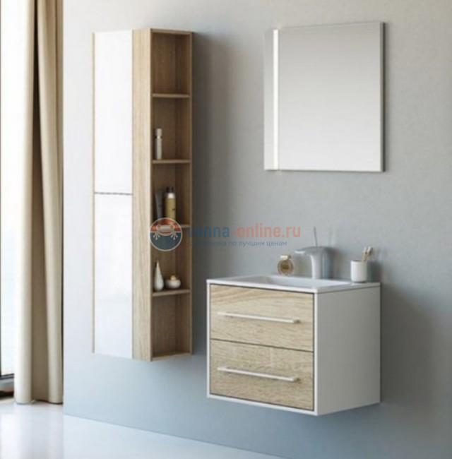 Тумба с раковиной Aqwella Майами Mai.01.06 60 см подвесная, белый/дуб сонома Тумба с раковиной Aqwella Майами Mai.01.06 60 см подвесная, белый/дуб сонома