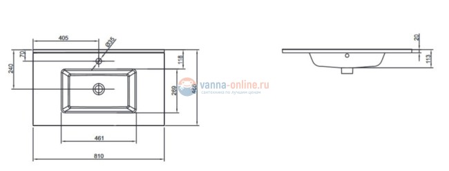 Раковина-столешница Jacob Delafon Ola EXTA112-00, 81 х 46 см