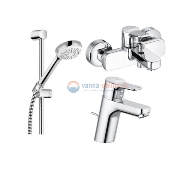 Душевой набор 3 в 1 Kludi Pure&Easy 376920565 лейка 3 режима, штанга, хром