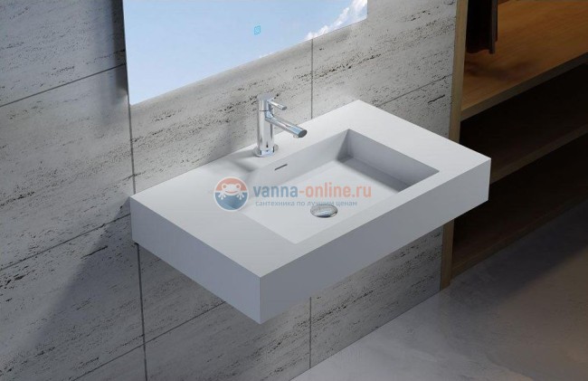 Раковина Aquanet Bliss Cube K75 198941, 80*48*12.5 см подвесная, цвет белый глянцевый