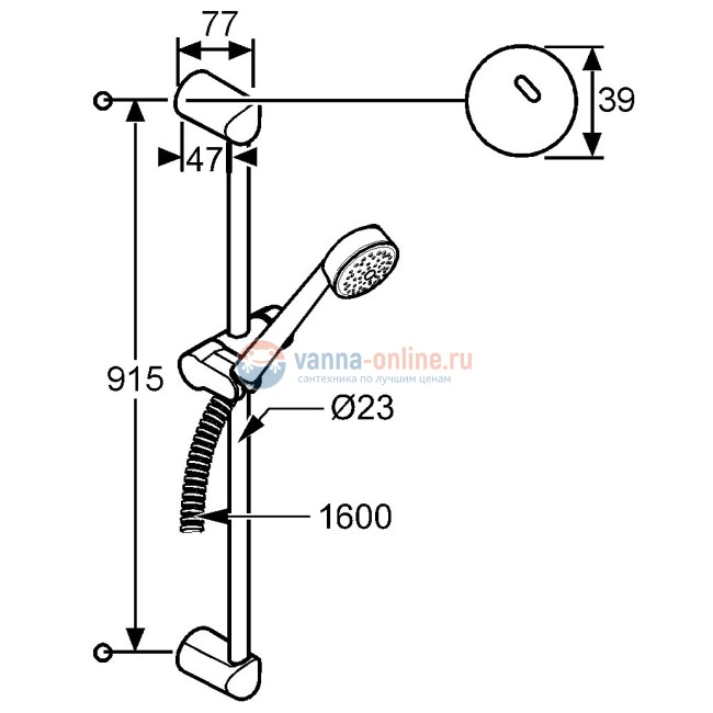 Душевой гарнитур Kludi Zenta 6064005-00, штанга 90 см