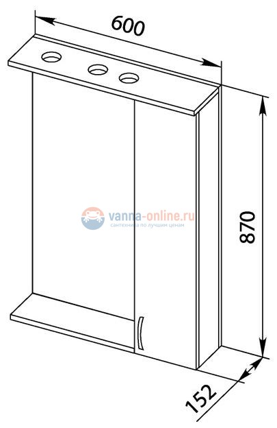Зеркало-шкаф Aquanet Донна 60 00169038, правый, цвет белый дуб