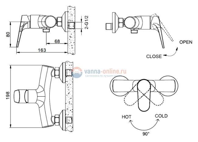 Смеситель Bravat Eler F9191238CP-01-RUS для душа