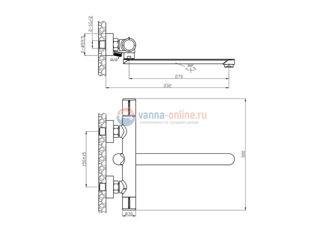 Смеситель Agger Slim A2221100 для ванны и душа, хром