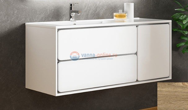 Тумба с раковиной Sanvit Бруно 2, 120 х 50 см, чаша раковины по центру, цвет - карпатская ель