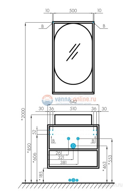 Тумба под раковину Акватон Лофт Фабрик 65, 1A242301LTDU0, дуб эндгрейн
