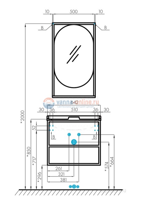Тумба под раковину Акватон Лофт Фабрик 65, 1A242301LTDU0, дуб эндгрейн