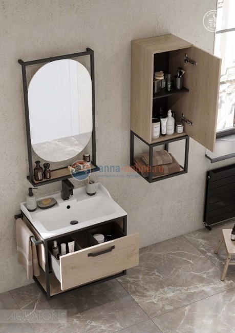 Тумба под раковину Акватон Лофт Фабрик 65, 1A242301LTDU0, дуб эндгрейн