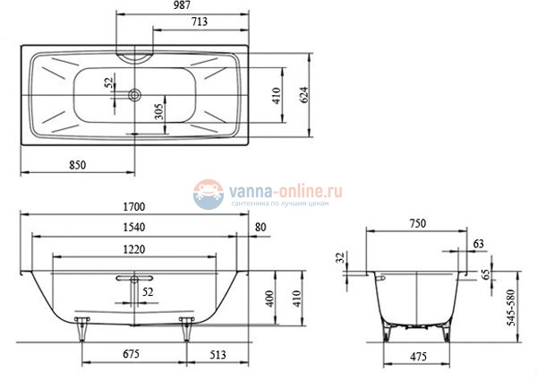 Стальная ванна KALDEWEI Cayono Duo 170x75 standard mod. 724 272400010001 Стальная ванна KALDEWEI Cayono Duo 170x75 standard mod. 724 272400010001