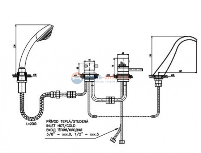 Смеситель на борт ванны на 4 отверстия Rav-Slezak Dunaj Termostat DT261.5P, хром Смеситель на борт ванны на 4 отверстия Rav-Slezak Dunaj Termostat DT261.5P, хром