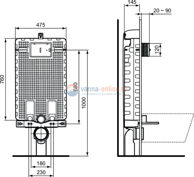 Встраиваемый бачок Ideal Standard PROSYS R009767 Встраиваемый бачок Ideal Standard PROSYS R009767