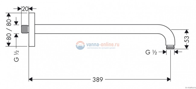 Держатель верхнего душа Hansgrohe 27446000 Croma Select E, 389 мм., цвет хром Держатель верхнего душа Hansgrohe 27446000 Croma Select E, 389 мм., цвет хром
