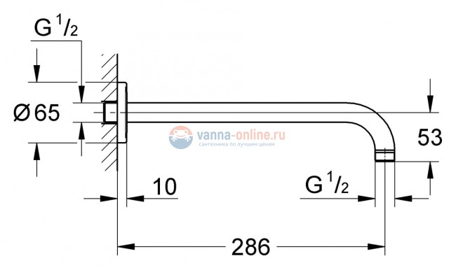 Кронштейн душевой настенный Grohe Rainshower модерн 28576000, 282 мм, хром Кронштейн душевой настенный Grohe Rainshower модерн 28576000, 282 мм, хром