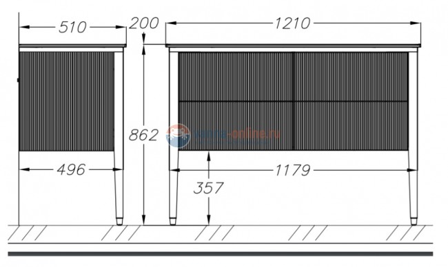 Тумба под раковину Opadiris Рубинно 120 см напольная, 4 ящика, серый, 00-00003869 Тумба под раковину Opadiris Рубинно 120 см напольная, 4 ящика, серый, 00-00003869