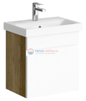 Тумба под раковину Aqwella Smart 50 см, фасад белый, корпус дуб балтийский
