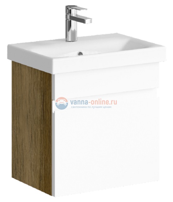 Тумба под раковину Aqwella Smart 50 см, фасад белый, корпус дуб балтийский