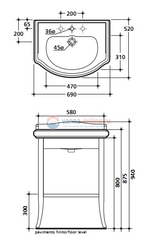Тумба под раковину Kerasan Retro 735040