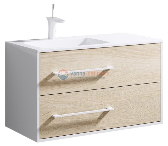 Тумба под раковину Aqwella Miami 90, подвесная, дуб сонома, левая/правая, Mai.01.09/L/R