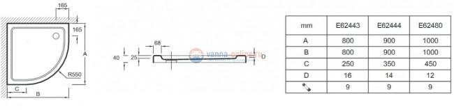 Поддон дJacob Delafon FLIGHT 90 x 90 см, E62444-00