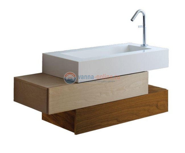 Тумба под раковину Jacob Delafon Pacific 110 EB781-V12, подвесная, белая береза шпон/французский орех шпон